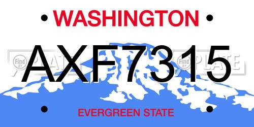 AXF7315 Washington License Plate