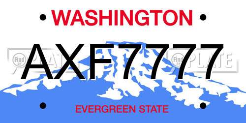 AXF7777 Washington License Plate