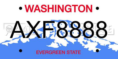 AXF8888 Washington License Plate