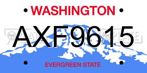 AXF9615 Washington License Plate