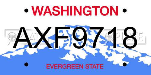 AXF9718 Washington License Plate