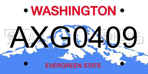 AXG0409 Washington License Plate