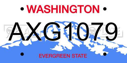 AXG1079 Washington License Plate