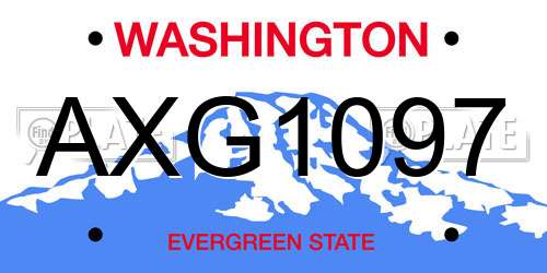 AXG1097 Washington License Plate