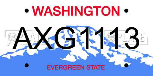 AXG1113 Washington License Plate