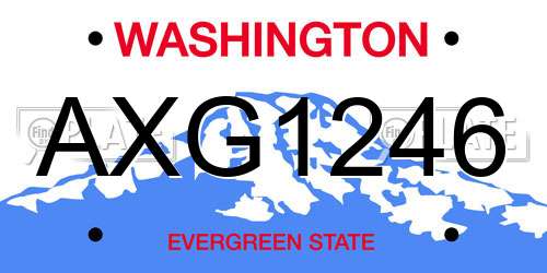 AXG1246 Washington License Plate