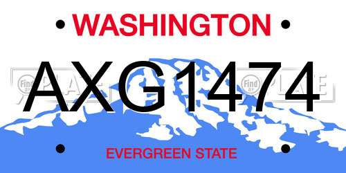 AXG1474 Washington License Plate