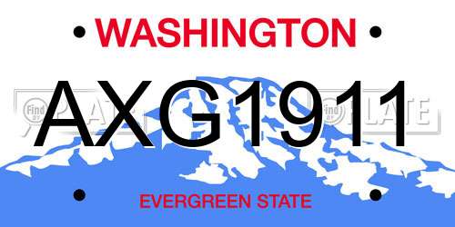 AXG1911 Washington License Plate