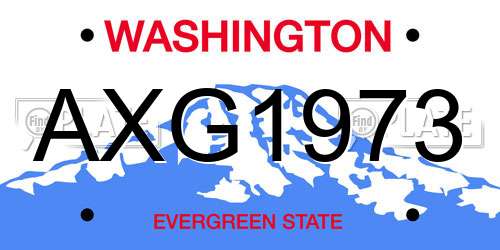 AXG1973 Washington License Plate
