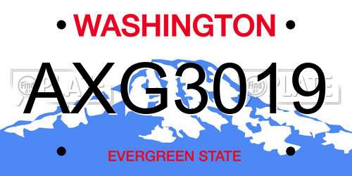 AXG3019 Washington License Plate