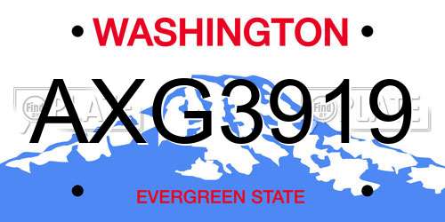 AXG3919 Washington License Plate