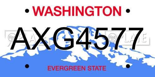 AXG4577 Washington License Plate