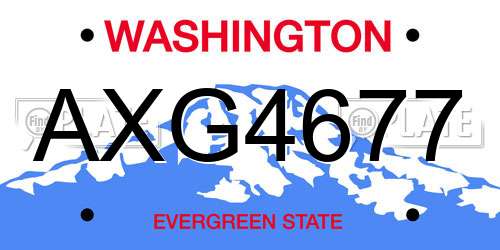 AXG4677 Washington License Plate