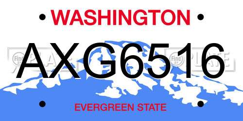 AXG6516 Washington License Plate