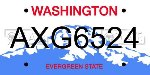 AXG6524 Washington License Plate