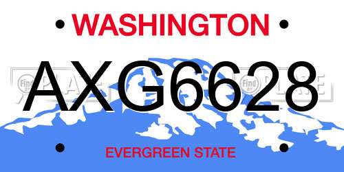 AXG6628 Washington License Plate