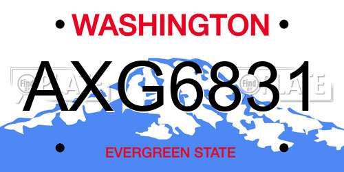 AXG6831 Washington License Plate