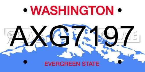 AXG7197 Washington License Plate