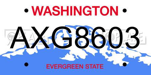 AXG8603 Washington License Plate
