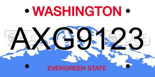 AXG9123 Washington License Plate