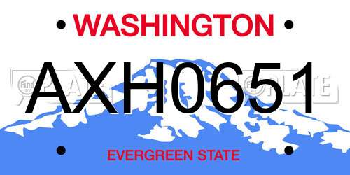 AXH0651 Washington License Plate