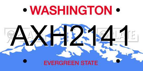 AXH2141 Washington License Plate