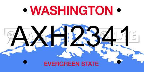 AXH2341 Washington License Plate