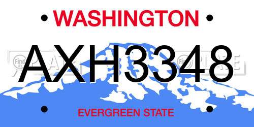 AXH3348 Washington License Plate