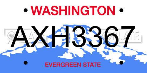 AXH3367 Washington License Plate