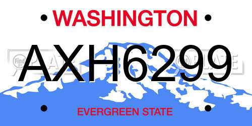 AXH6299 Washington License Plate