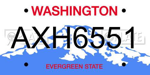 AXH6551 Washington License Plate