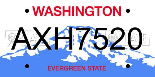 AXH7520 Washington License Plate