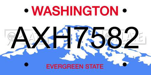 AXH7582 Washington License Plate