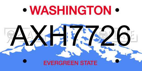 AXH7726 Washington License Plate