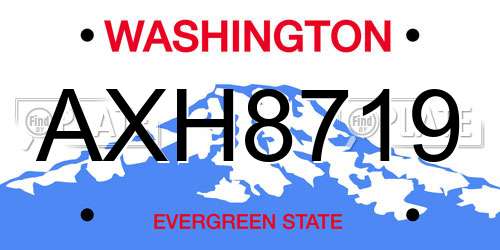 AXH8719 Washington License Plate