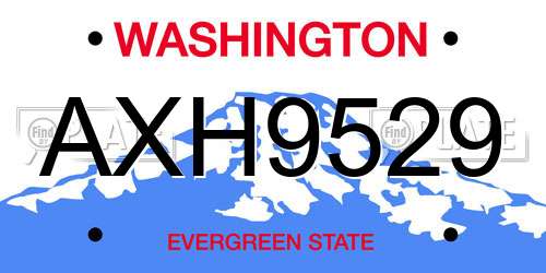 AXH9529 Washington License Plate