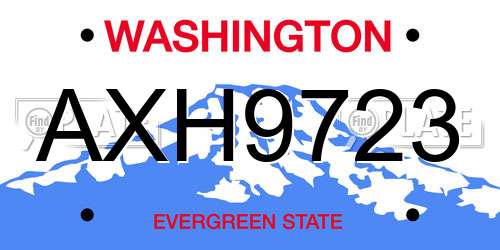 AXH9723 Washington License Plate