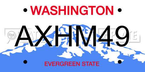 AXHM49 Washington License Plate