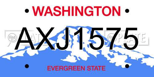 AXJ1575 Washington License Plate