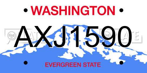 AXJ1590 Washington License Plate
