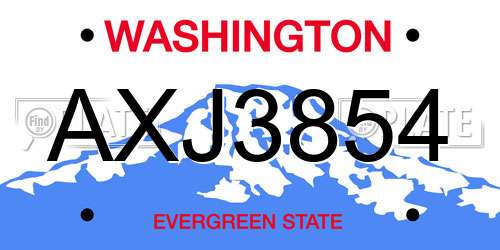 AXJ3854 Washington License Plate