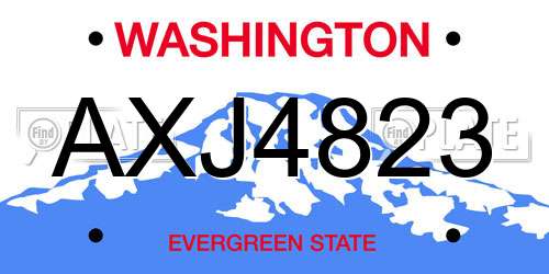 AXJ4823 Washington License Plate