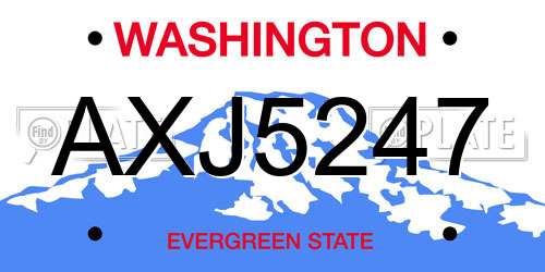 AXJ5247 Washington License Plate