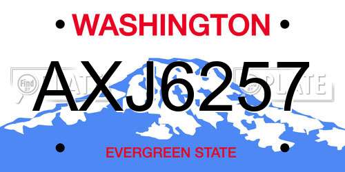 AXJ6257 Washington License Plate