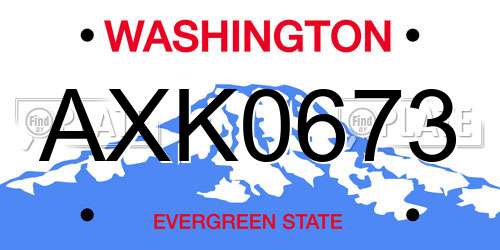 AXK0673 Washington License Plate
