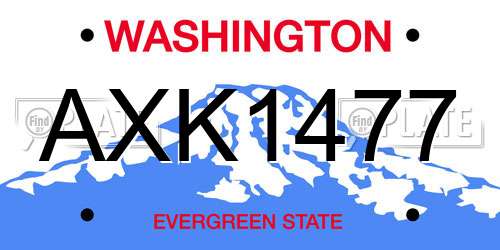 AXK1477 Washington License Plate