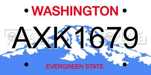 AXK1679 Washington License Plate