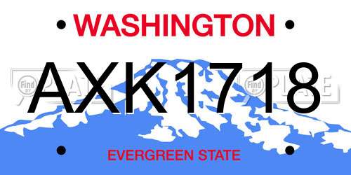 AXK1718 Washington License Plate