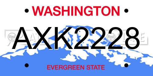 AXK2228 Washington License Plate