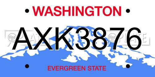 AXK3876 Washington License Plate